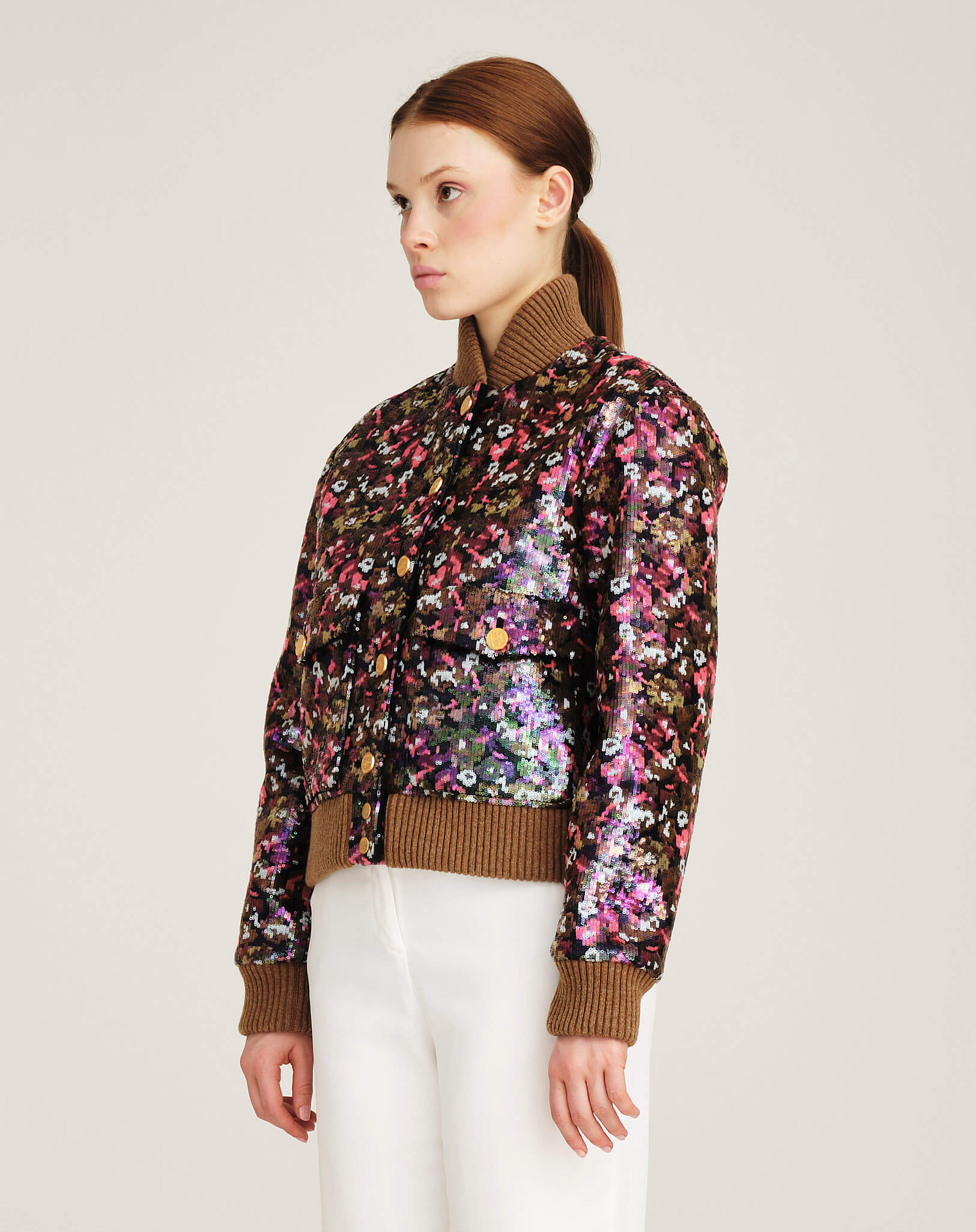 Louis Vuitton - Multicolor Sequined Bomber Jacket  FR36